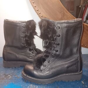 Leather combat boots